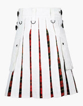 WALLACE AND MENS WHITE TARTAN HYBRID KILT - scottish kilt jacket